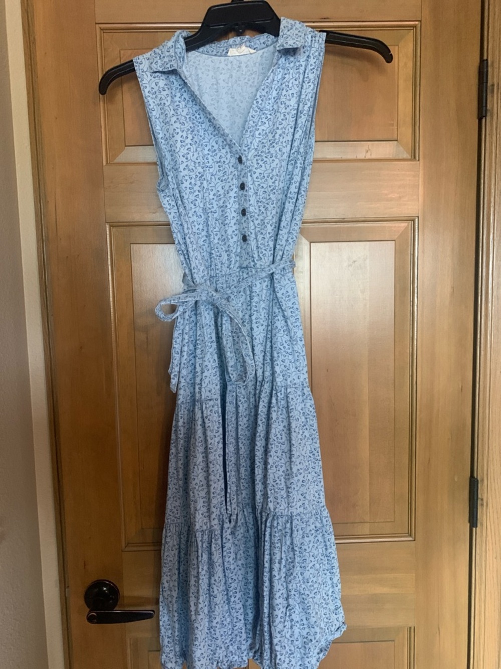 Sleeveless Light Blue Floral Dress